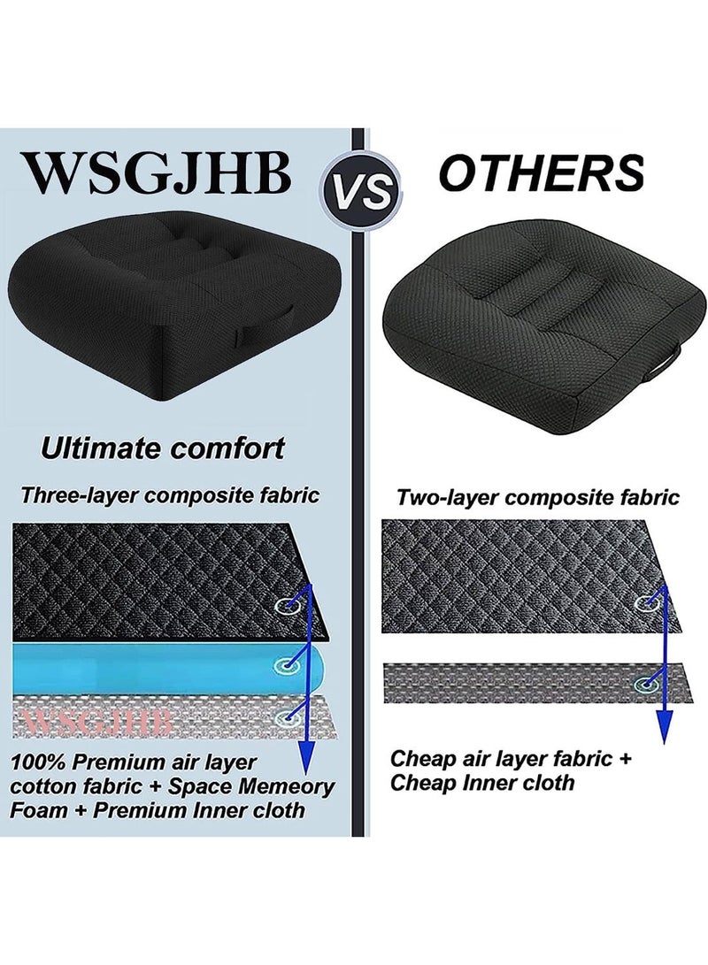 Car Booster Seat Cushion Posture Cushion Portable Breathable Mesh, Effectively Increase The Field of View by 12cm/ 4.7in, Ideal for Office, Home, Angle Lift Seat Cushions,Black - Image 3